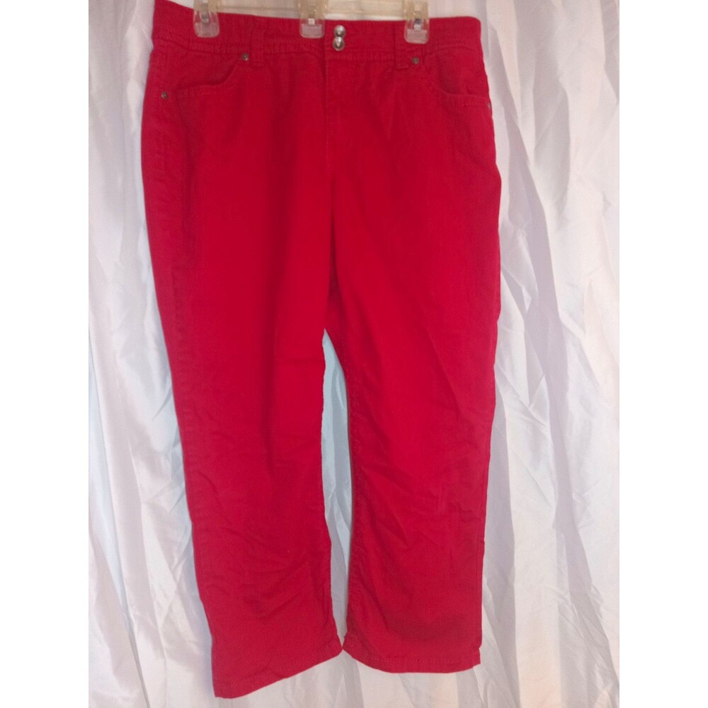 Nine West Jeans Date Night Fit Capri Jeans Red 12/31 Mid Rise Stretch Rhinestone